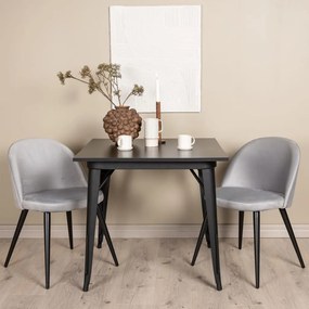 Venture Home Cadeiras de jantar Velvet 2 pcs veludo preto e cinzento