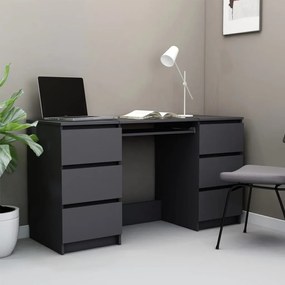 vidaXL Secretária 140x50x77 cm contraplacado cinzento