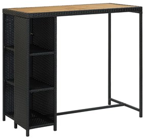 5 pcs conjunto de bar p/ jardim c/ almofadões vime PE preto