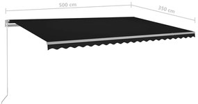 Toldo retrátil automático com postes 5x3,5 m antracite