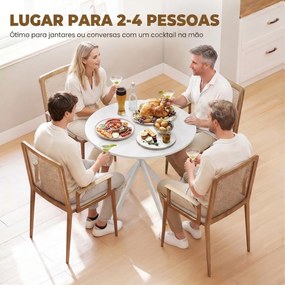 Mesa Redonda de Jantar para 2 Pessoas (CADEIRAS NÃO INCLUIDAS) com Pés Cruzados em Aço, Ø80x75 cm, Branca