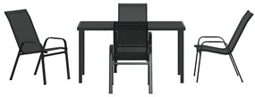 Conjunto de Jantar para Jardim com 5 Peças - Textilene Preto e Aço