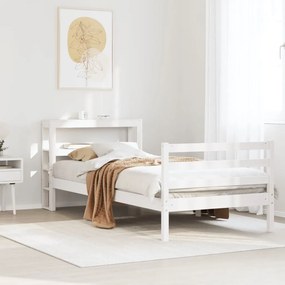 vidaXL Cama sem colchão 75x190 cm madeira de pinho maciça branco