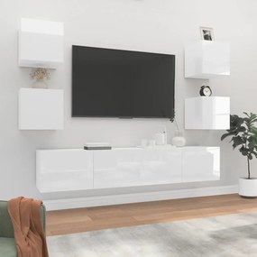 vidaXL 6 pcs conjunto móveis de TV madeira processada branco brilhante