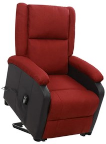 vidaXL Poltrona elevatória tecido vermelho tinto