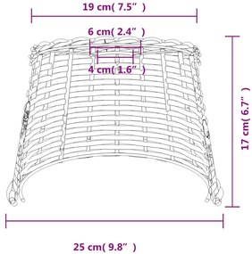 Abajur de teto Ø25x17 cm vime castanho