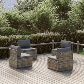 vidaXL Sofás de centro para jardim 4 pcs 57x57x56 cm vime PE cinza