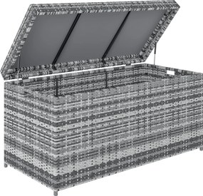 Outsunny Caixa de arrumação em rattan 380 L resistente às intempéries com tampa, armazenamento resistente aos UV 130 x 61 x 65 cm Cinza escuro | Aosom Portugal