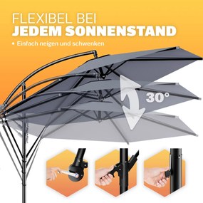 Guarda-sol cantilever em alumínio Ø300cm Proteção UV 80+antracite