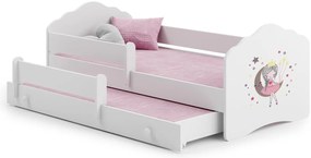 Cama infantil dupla branca Wave 160x80 princesa adormecida - colchão e estrado incluído