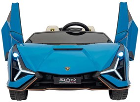 Carro elétrico para Crianças 2 Lugares Lamborghini SIAN 24V 4x4 Rodas Espuma EVA, Assento	couro ecológico Azul