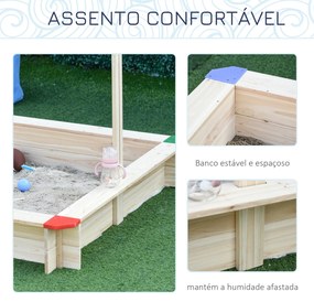 Caixa de areia de madeira para crianças com telhado Toldo ajustável Es