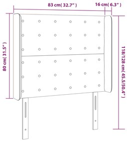 Cabeceira de cama c/ luzes LED veludo 83x16x118/128 cm preto