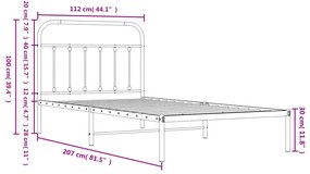 Estrutura de cama com cabeceira 107x203 cm metal preto