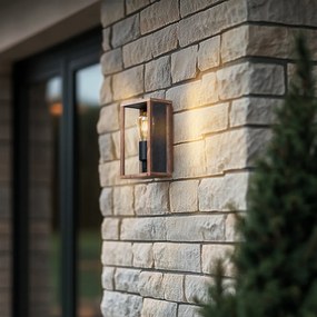 Candeeiro de parede industrial impressão de madeira 26 cm IP44 - Charlois