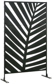 Outsunny Biombo de 3 Peças Separador de Ambientes com Desenho de Folha de Bananeira Biombo para Exterior 122x45x198 cm Preto | Aosom Portugal