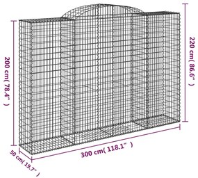 Cestos gabião arqueados 2pcs 300x50x200/220cm ferro galvanizado