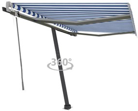 Toldo automático independente 300x250 cm azul e branco