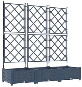 Jardineira de Jardim com Trellis 3 pcs Cinza 120x40x125.5 cm