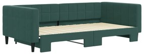 Sofá-cama com gavetão 100x200 cm veludo verde-escuro