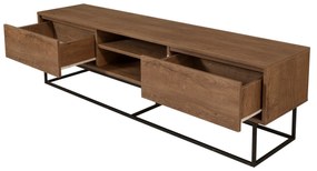 Conjunto de Mobiliário de Sala Laxus – Nogueira e Preto – TV: 180x50x4