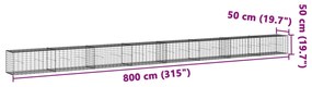 Cesto gabião com cobertura 800x50x50 cm ferro galvanizado
