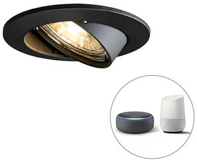 LED Foco embutido inteligente preto inclinável com Wi-Fi GU10 - Edu Moderno