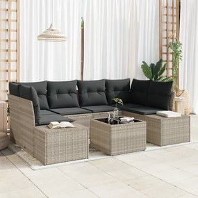 Conjunto de Sofás de Jardim de 7 peças com Almofadas Cinzento-Claro Po