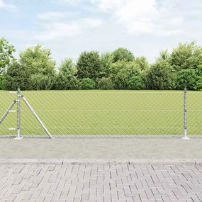 vidaXL Conjunto de Postes de Cerca Prateado 25 x 0.6 m Aço galvanizado