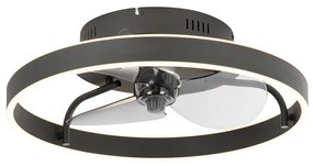 Ventilador de teto preto 50cm incl. LED regulável com controle remoto - Maddy