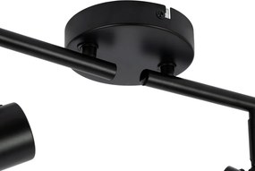Candeeiro de teto com focos ajustáveis preto com vidro fumê 4-luzes - Laura