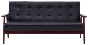 Conjunto de sofás 3 pcs couro artificial preto