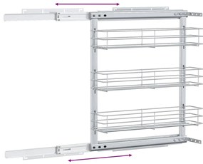 Unidade cestos p/ cozinha 3 pcs 47x15,5x55,5 cm arame prateado