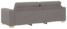 Conjunto de Sofá de 3 Peças com Almofadas em Tecido Taupe