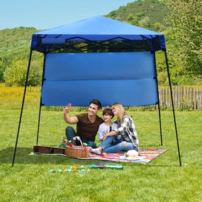 Tenda com abertura automática e pernas inclinadas 182 x 182 cm Toldo de proteção solar para exterior azul