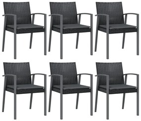 7 pcs conjunto de jantar p/ jardim c/ almofadões vime PE e aço