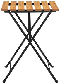 3 pcs conjunto bistrô dobrável madeira de acácia maciça