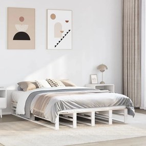 vidaXL Cama sem colchão 120x200 cm madeira de pinho maciça branco