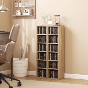 Conjunto 2 Móveis Porta-CD com Prateleiras Ajustáveis para 204 CD em Madeira 21x22,5x88,5 cm Carvalho