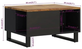 Mesa de centro 60x50x35 cm madeira de mangueira maciça