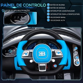 Carro Elétrico Infantil Bugatti Divo para Crianças de 3-6 Anos Carro a Bateria 12V com 2 Motores Controlo Remoto Faróis LED Buzina Música USB MP3 e Ve