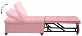 Sofá-cama 3 em 1 Design Retrátil Veludo Rosa