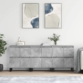 vidaXL Aparadores 3 pcs derivados de madeira cinzento cimento