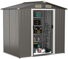 Armário de armazenamento de ferramentas de jardim de 71 polegadas de altura com portas com fechadura e mesa dobrável - Natural