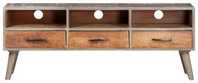 Móvel TV 130x35x51 cm madeira mangueira áspera maciça cinzento