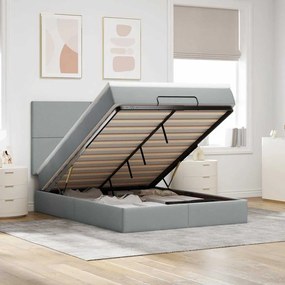 vidaXL Estrutura de cama otomana com colchão 140x190 cm cinzento claro
