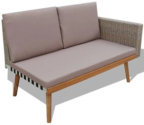4 pcs conjunto lounge de jardim c/ almofadões vime PE cinzento