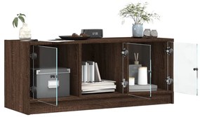 Móvel de TV c/ portas de vidro 102x37x42 cm carvalho castanho