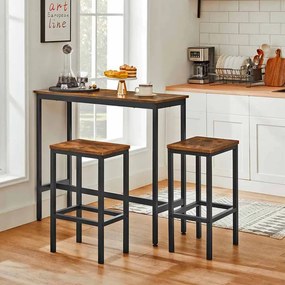 Conjunto de mesa de bar com bancos de bar Castanho Vintage