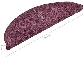 Tapete/carpete para degraus 15 pcs 56x17x3 cm roxo-escuro